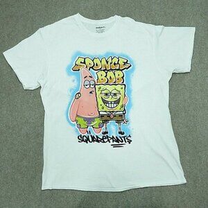 Nickelodeon T-Shirt Men Size‎ L Patrick Spongebob Square Pants White Cotton